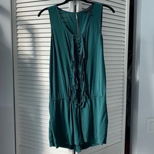 BCBGMaxAzria Dark Green Fringe Romper - Size S